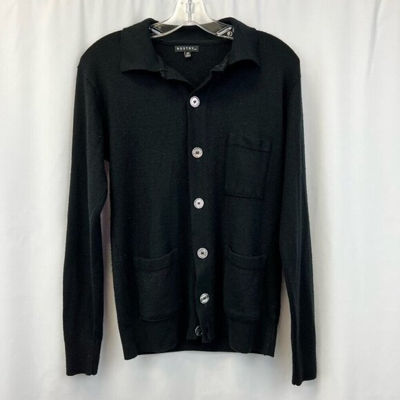 Ndstry Womens Cardigan Sweater Black Long Sleeve Collar Tight Knit Button Up XS - Picture 1 of 10